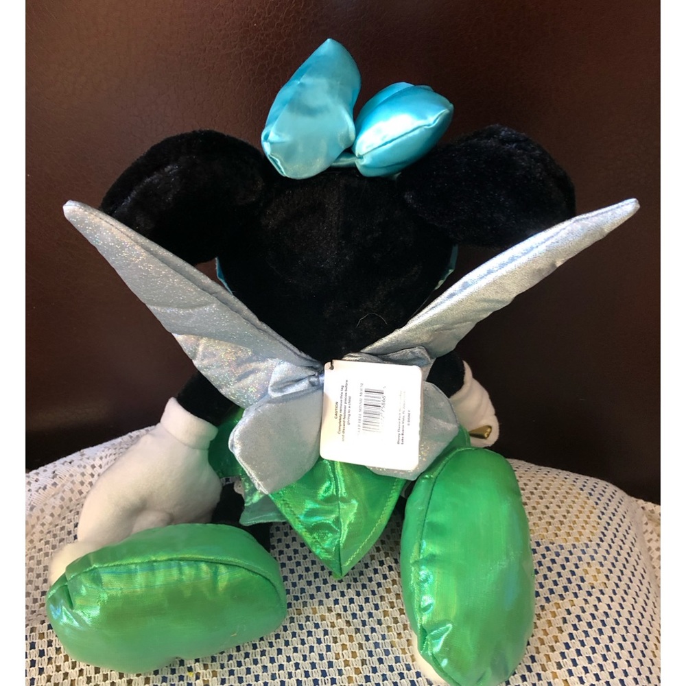 Disney Parks Minnie Mouse Dressed As Tinkerbell Stuffed Doll with Glitter Wings - Picture 4 of 7